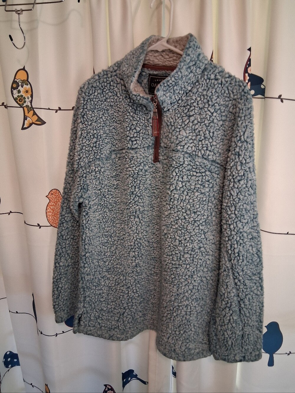 True Grit Cozy Sherpa Quarter-Zip Pullover Sweater - Light Blue Size M